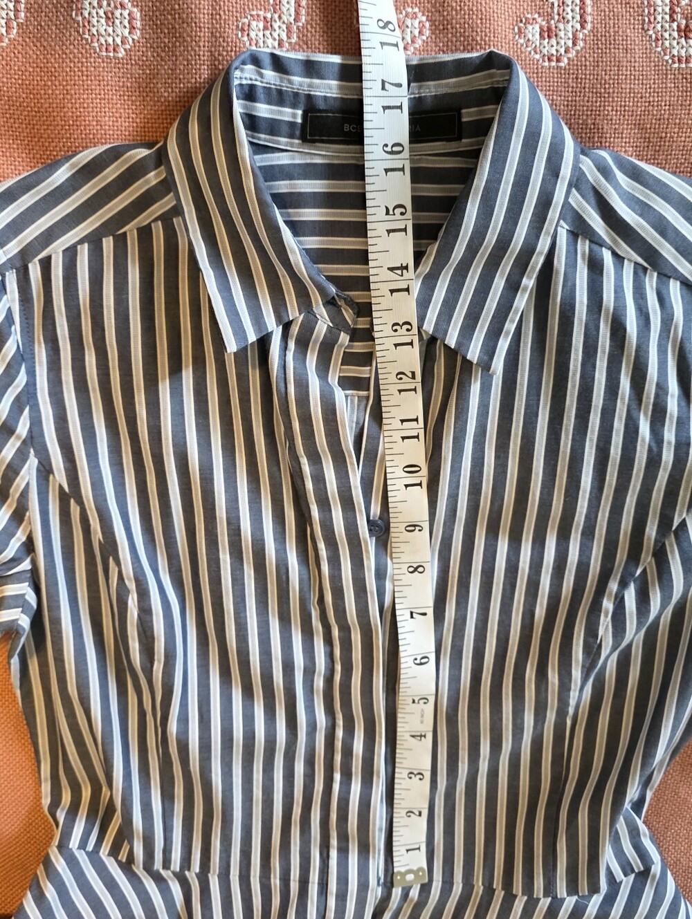 BCBGMaxAzria Blue & White Striped High-Low Shirt Dress - Picture 14 of 15